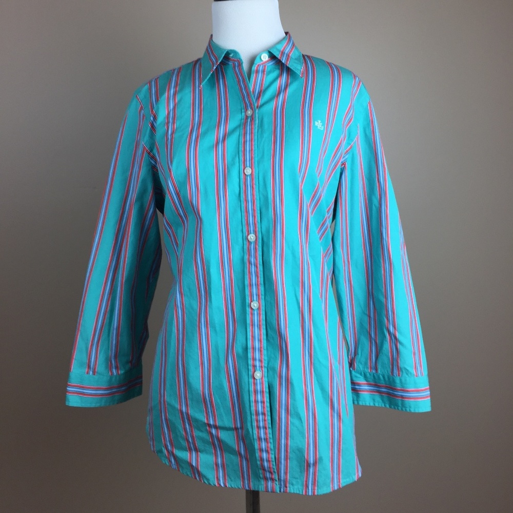 Ralph Lauren Large Striped Button Up Dress Shirt